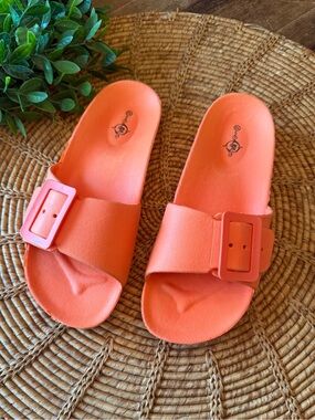 Soul Mates Orange Slide Sandals with Buckle